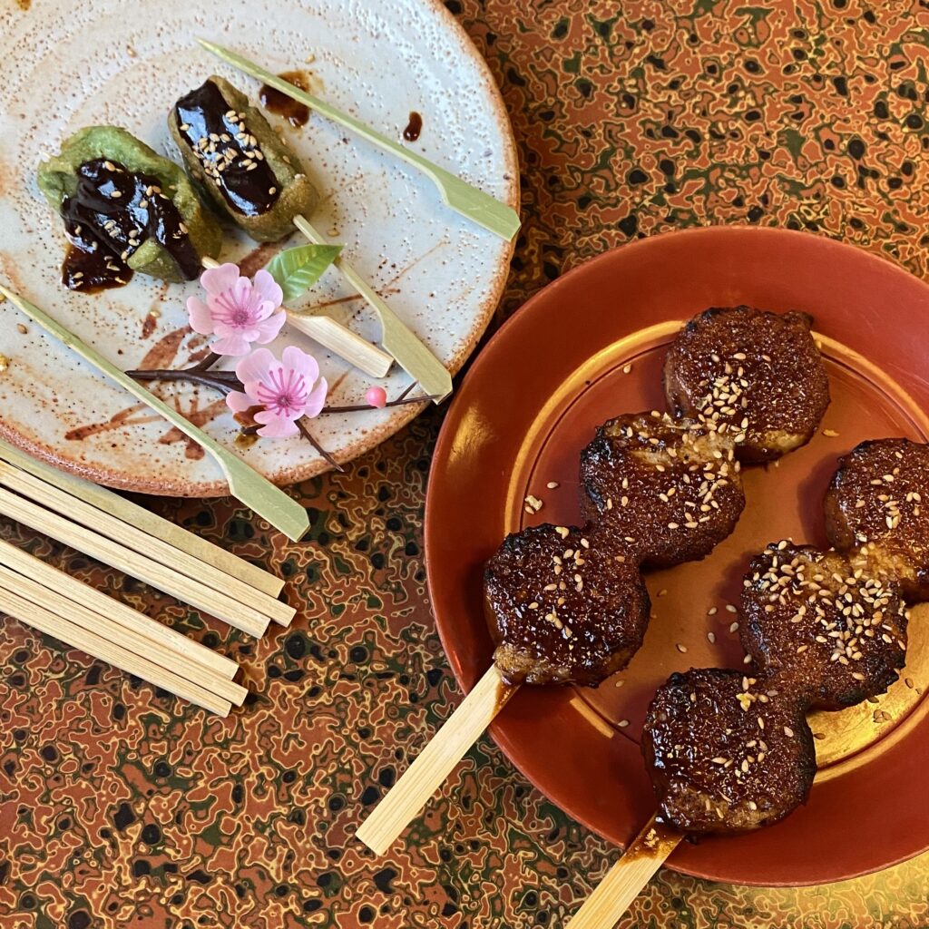 よもぎ麩田楽と五平餅
